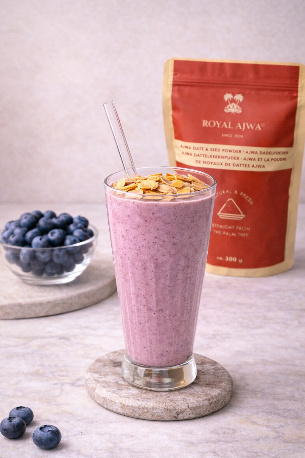 Blueberry Smoothie met Royal Ajwa & Pit Poeder